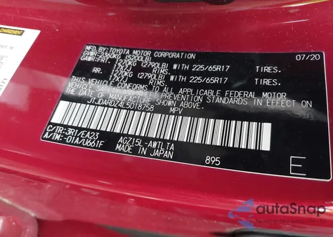 2020 Lexus Nx 300 z USA, uszkodzony, nr VIN JTJDARDZ4L5018758